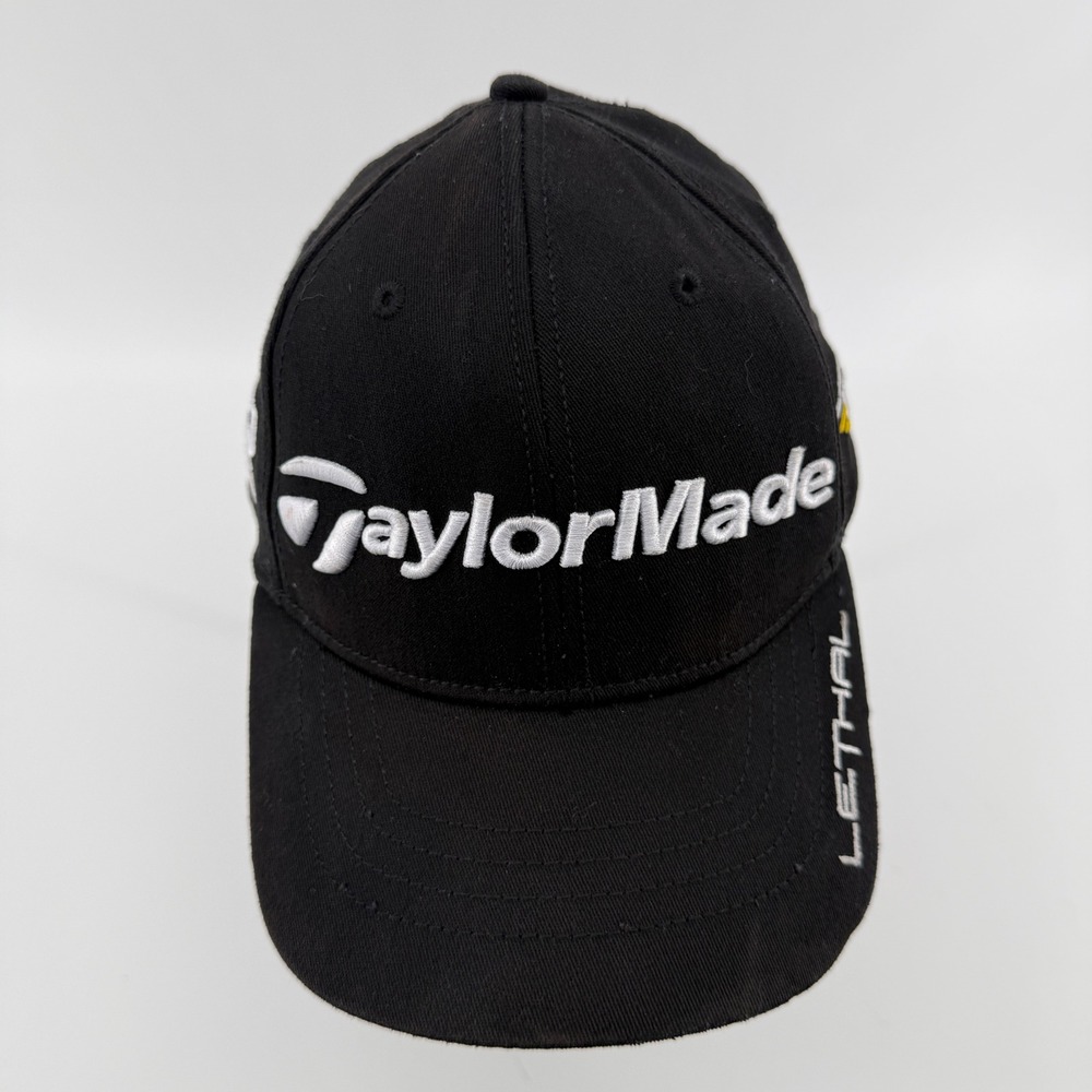 TaylorMade Golf Hat Mens S/M Black Solid Cotton Spandex RBZ R1 Lethal Embroidery